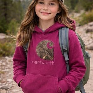 Carhartt Magenta Pullover Hoodie Girls Fleece Small 5